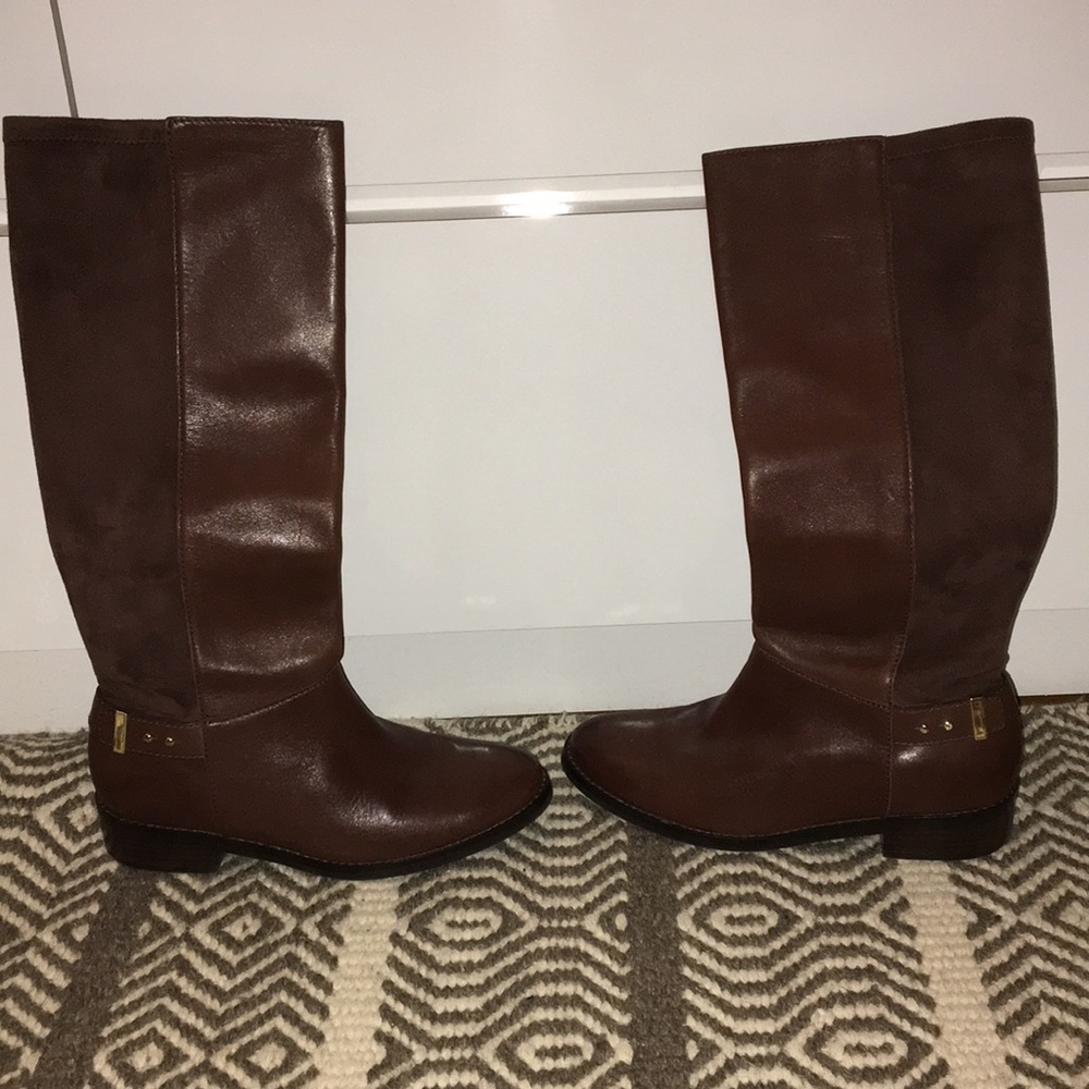 Brand new Cole Haan leather suede pull on riding boots
